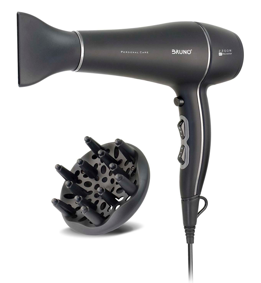 BRUNO σεσουάρ μαλλιών AC BRN-0155, 2200W, με φυσούνα, μαύρο 1 BRUNO σεσουάρ μαλλιών AC BRN-0155