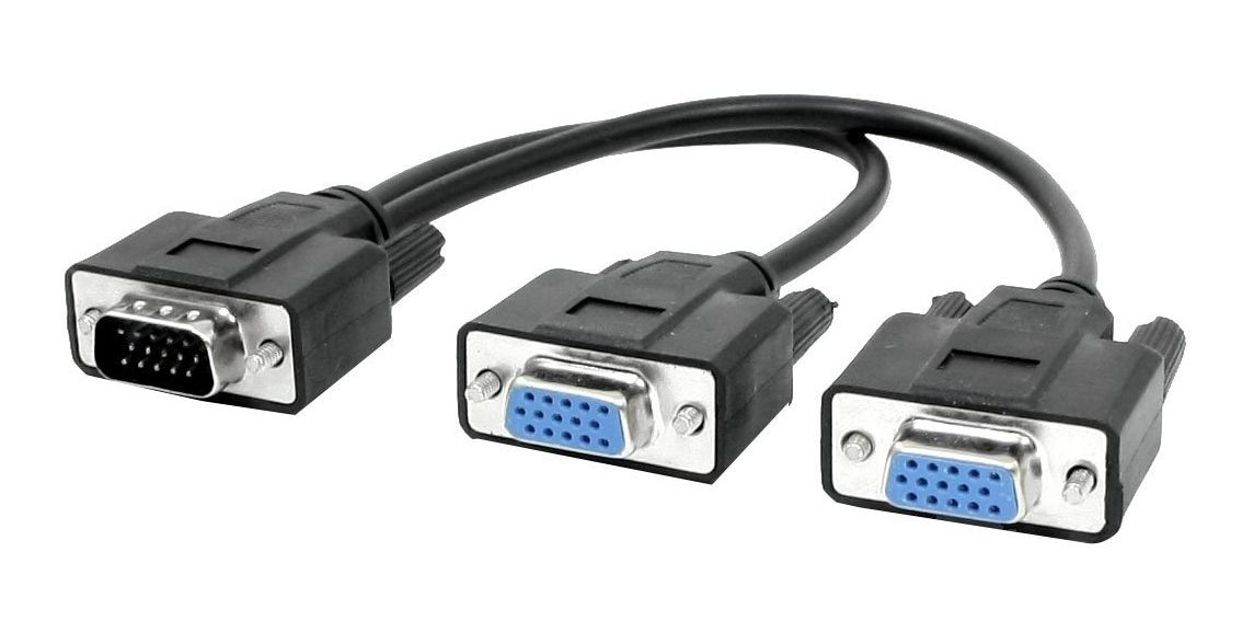 POWERTECH VGA splitter CAB-G014, 2 σε 1, HD, 0.2m, μαύρο 1 POWERTECH VGA splitter CAB-G014