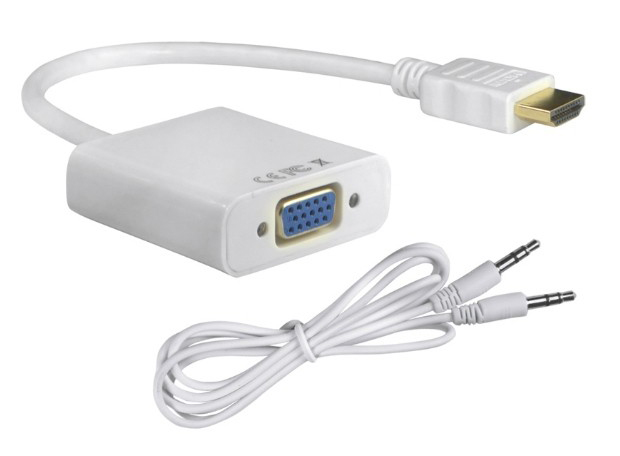 POWERTECH αντάπτορας HDMI σε VGA CAB-H072, καλώδιο 3.5mm, 0.20m, λευκός 1 POWERTECH αντάπτορας HDMI σε VGA CAB-H072