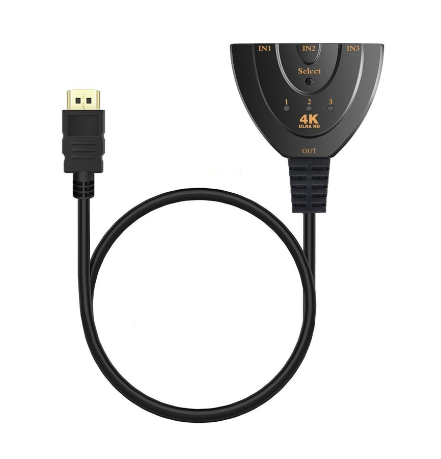 POWERTECH HDMI Switch CAB-H077, 3 σε 1, 4K, 0.50m, μαύρο 1 POWERTECH HDMI Switch CAB-H077