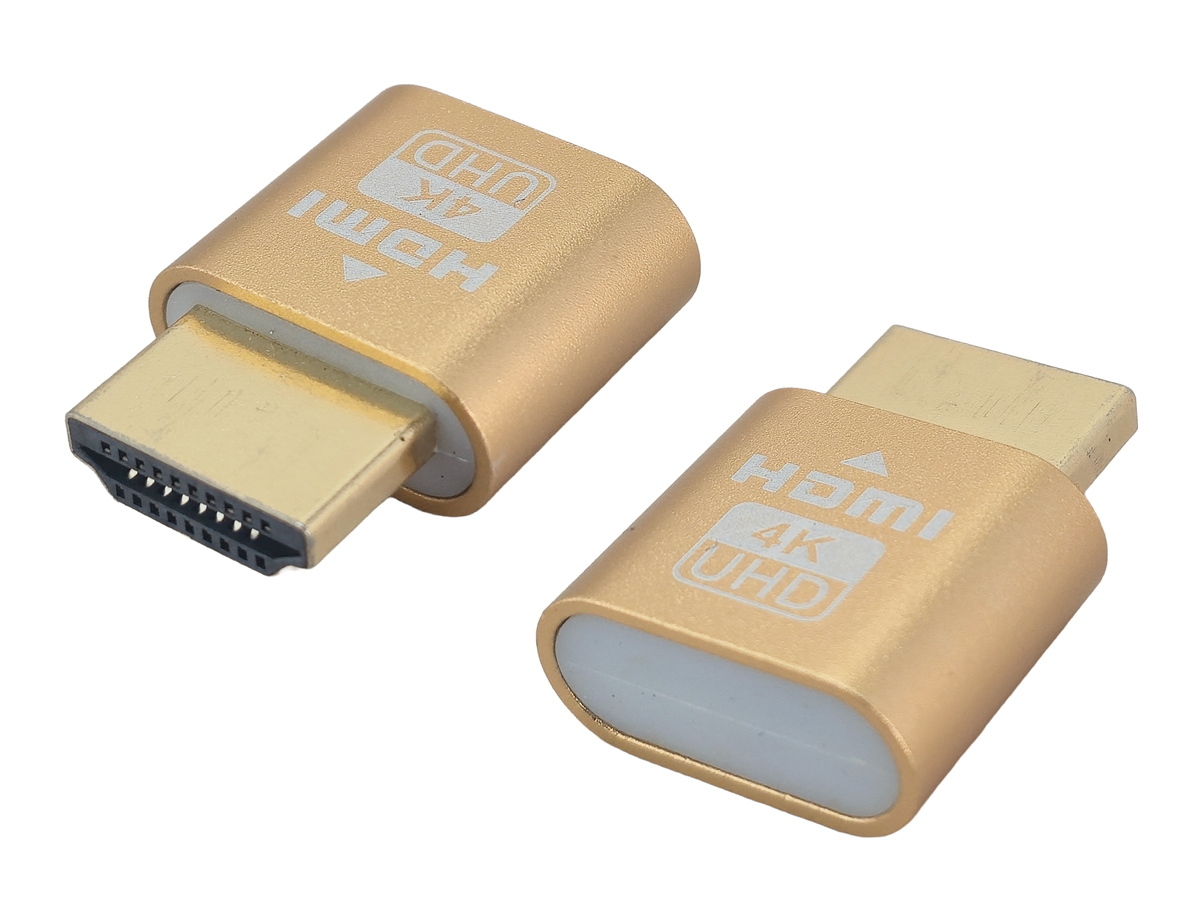 POWERTECH HDMI display emulator plug CAB-H192 με LED, 4K/60Hz, χρυσό 1 POWERTECH HDMI display emulator plug CAB-H192 με LED