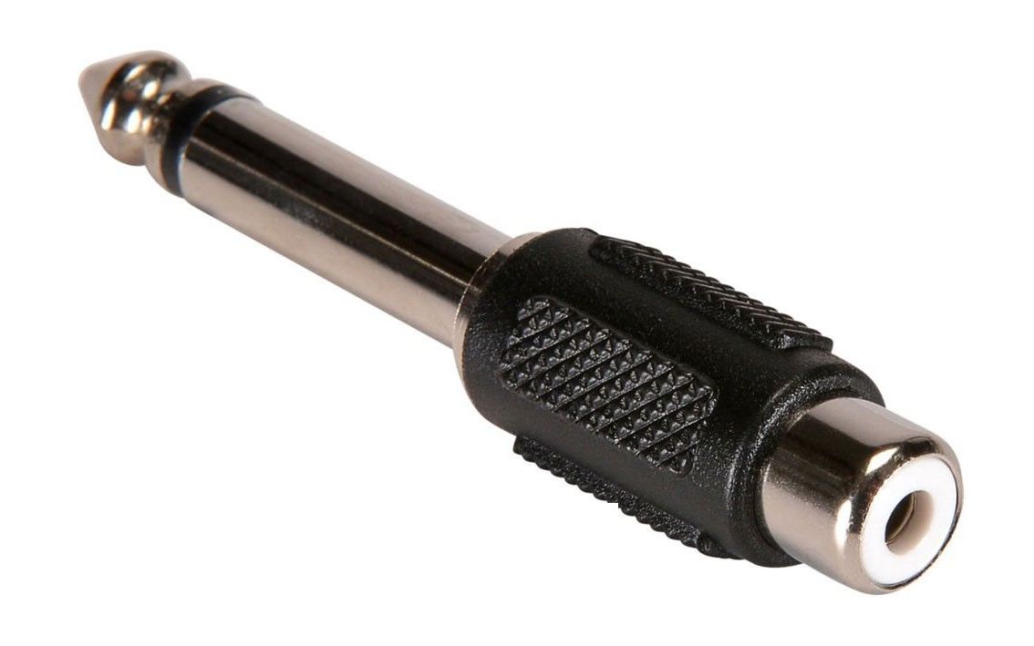 POWERTECH αντάπτορας mono 6.35mm σε RCA CAB-J025, μαύρος, 5τμχ 1 POWERTECH αντάπτορας mono 6.35mm σε RCA CAB-J025