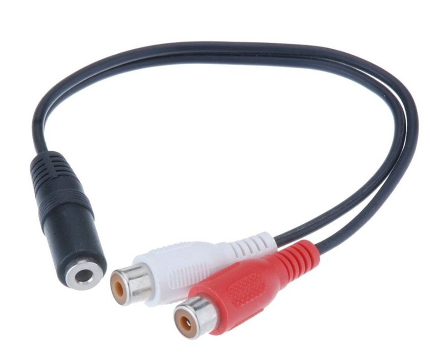 POWERTECH καλώδιο 3.5mm θηλυκό σε 2x RCA θηλυκό CAB-R012 0.20m, μαύρο 1 POWERTECH καλώδιο 3.5mm θηλυκό σε 2x RCA θηλυκό CAB-R012 0.20m