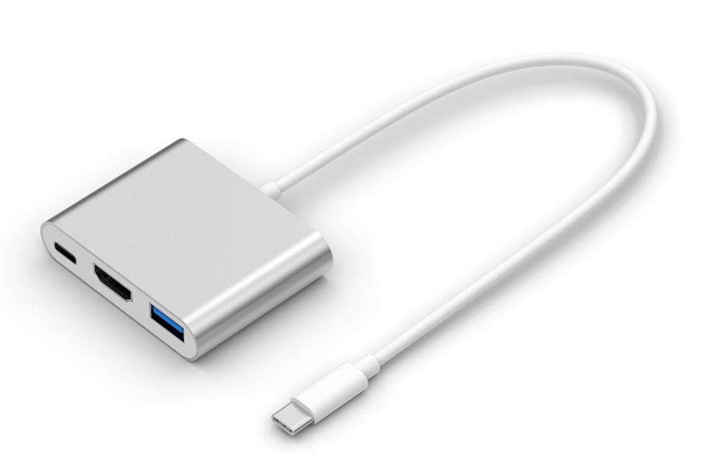 POWERTECH docking station CAB-UC004, 3 θυρών, USB-C σύνδεση, ασημί 1 POWERTECH docking station CAB-UC004