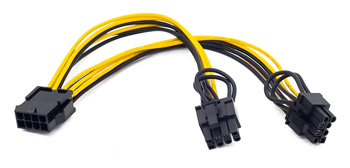 POWERTECH καλώδιο EPS 12V 8pin (F) σε 2x PCIe 8pin (6+2) CAB-W035, 20cm 1 POWERTECH καλώδιο EPS 12V 8pin (F) σε 2x PCIe 8pin (6+2) CAB-W035