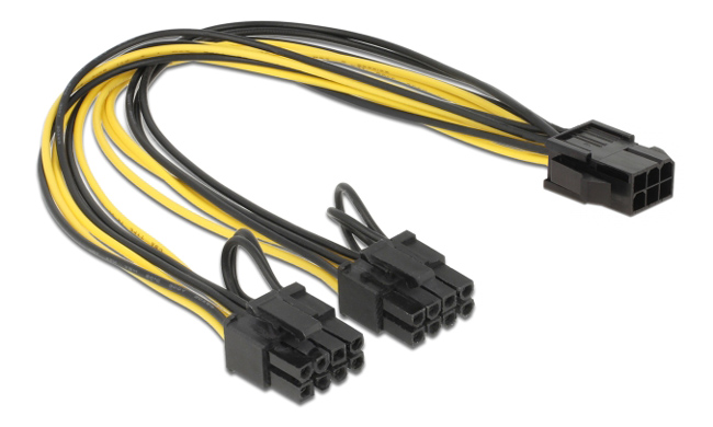 POWERTECH καλώδιο PCIe 6pin σε 2x 8pin CAB-W044, 30cm 1 POWERTECH καλώδιο PCIe 6pin σε 2x 8pin CAB-W044