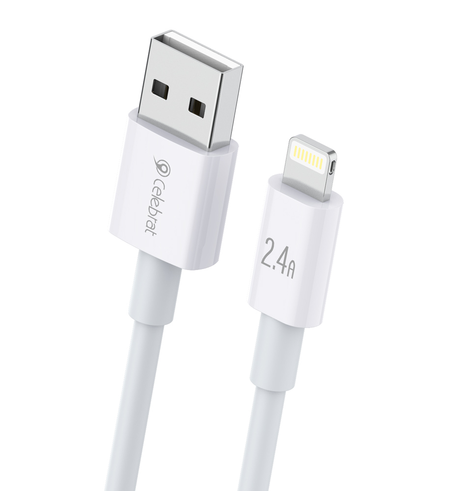 CELEBRAT καλώδιο Lightning σε USB CB-24L, 2.4A, 1.2m, λευκό 1 CELEBRAT καλώδιο Lightning σε USB CB-24L