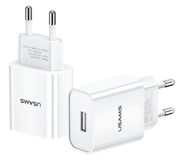 USAMS φορτιστής τοίχου T18, 1x USB, 2.1A, λευκός 1 USAMS φορτιστής τοίχου T18