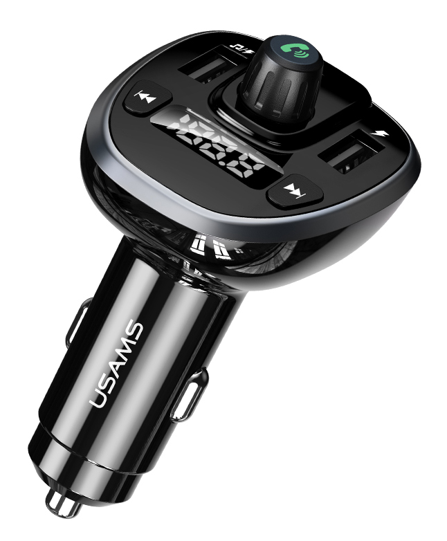 USAMS FM transmitter με οθόνη US-CC115, 2x USB, SD card, 3.4A, μαύρο 1 USAMS FM transmitter με οθόνη US-CC115