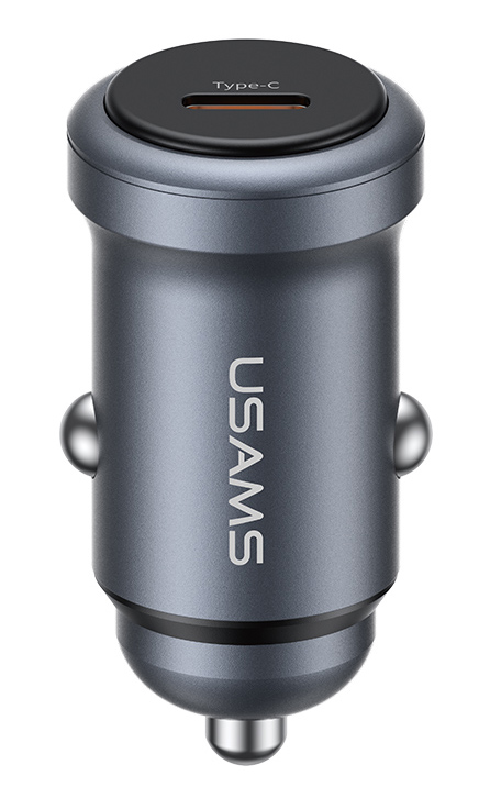 USAMS φορτιστής αυτοκινήτου CC321, USB-C, 30W, γκρι 1 USAMS φορτιστής αυτοκινήτου CC321
