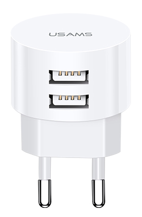 USAMS φορτιστής τοίχου T20, 2x USB, 2.1A, λευκός 1 USAMS φορτιστής τοίχου T20