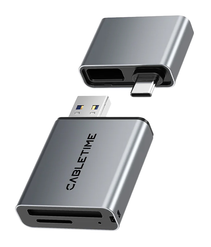 CABLETIME card reader CT-ACCD3-AG για SD & micro SD, USB 3.0, 5Gbps, γκρι 1 CABLETIME card reader CT-ACCD3-AG για SD & micro SD