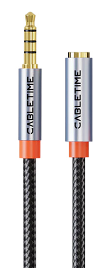 CABLETIME καλώδιο προέκτασης ήχου 3.5mm CT-AE35M, gold plated, 2m, μαύρο 1 CABLETIME καλώδιο προέκτασης ήχου 3.5mm CT-AE35M