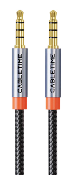 CABLETIME καλώδιο ήχου 3.5mm CT-AM35M, gold plated, 1m, μαύρο 1 CABLETIME καλώδιο ήχου 3.5mm CT-AM35M