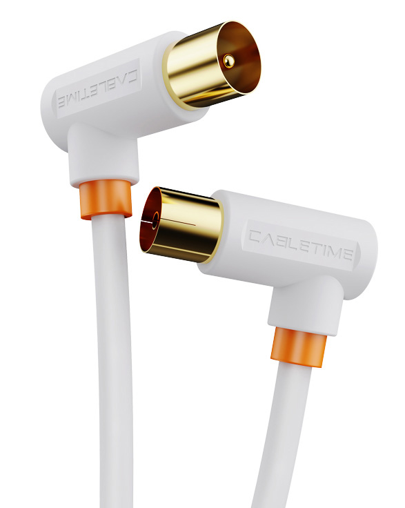 CABLETIME καλώδιο κεραίας CT-AV101-10, γωνιακό, 75 Ohm, 2m, λευκό 1 CABLETIME καλώδιο κεραίας CT-AV101-10