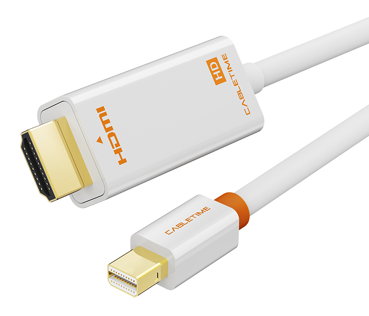 CABLETIME καλώδιο mini DisplayPort σε HDMI CT-AV588-03G, 1080p/60Hz, 1m, λευκό 1 CABLETIME καλώδιο mini DisplayPort σε HDMI CT-AV588-03G