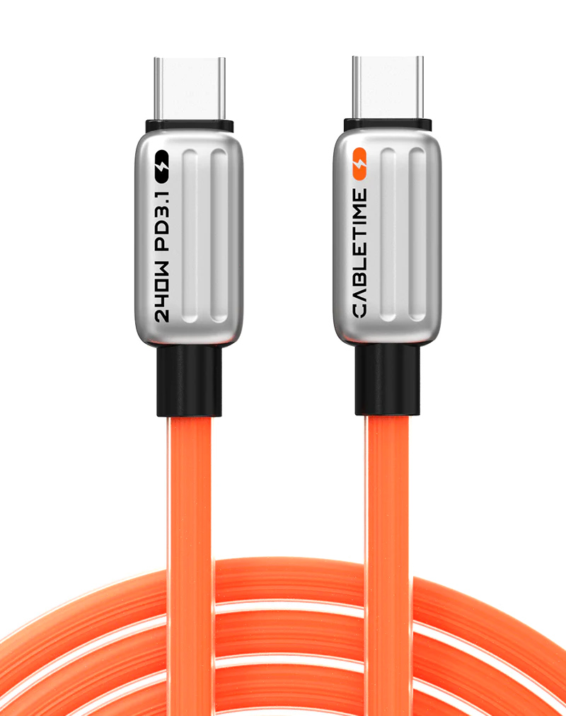 CABLETIME καλώδιο USB-C CT-CM240-ZSO2, 240W, 480Mbps, 2m, πορτοκαλί 1 CABLETIME καλώδιο USB-C CT-CM240-ZSO2