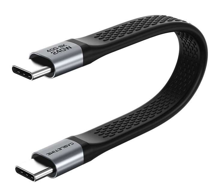 CABLETIME καλώδιο USB-C CT-FU4-AG, flat, 240W, 40Gbps, 8K/60Hz, USB4, 0.15m, μαύρο 1 CABLETIME καλώδιο USB-C CT-FU4-AG