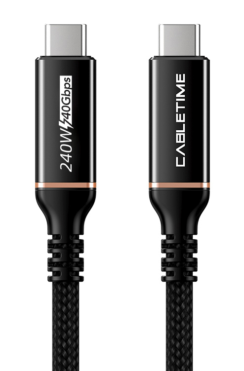 CABLETIME καλώδιο USB-C σε USB-C CT-USB4, 240W, 40Gbps, 8K/60Hz, USB4, 1m, μαύρο 1 CABLETIME καλώδιο USB-C σε USB-C CT-USB4