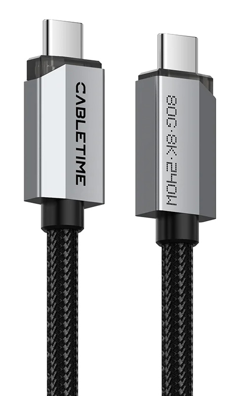 CABLETIME καλώδιο USB-C CT-USB4V2, USB4, 240W, 80Gbps, 8K/60Hz, 1m, μαύρο 1 CABLETIME καλώδιο USB-C CT-USB4V2