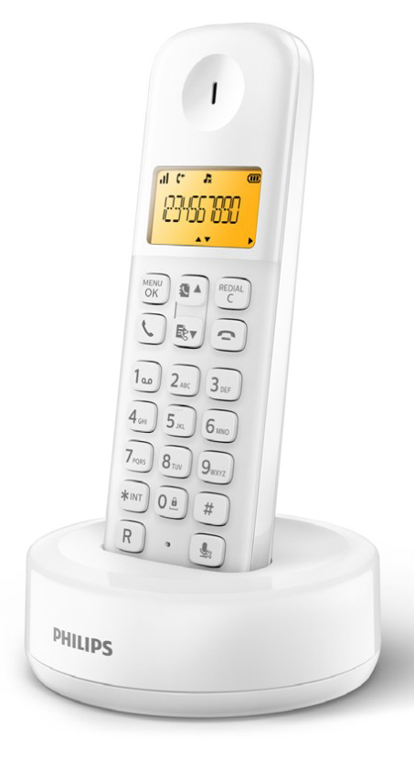 PHILIPS ασύρματο τηλέφωνο D1601W-34, με ελληνικό μενού, λευκό 1 PHILIPS ασύρματο τηλέφωνο D1601W-34