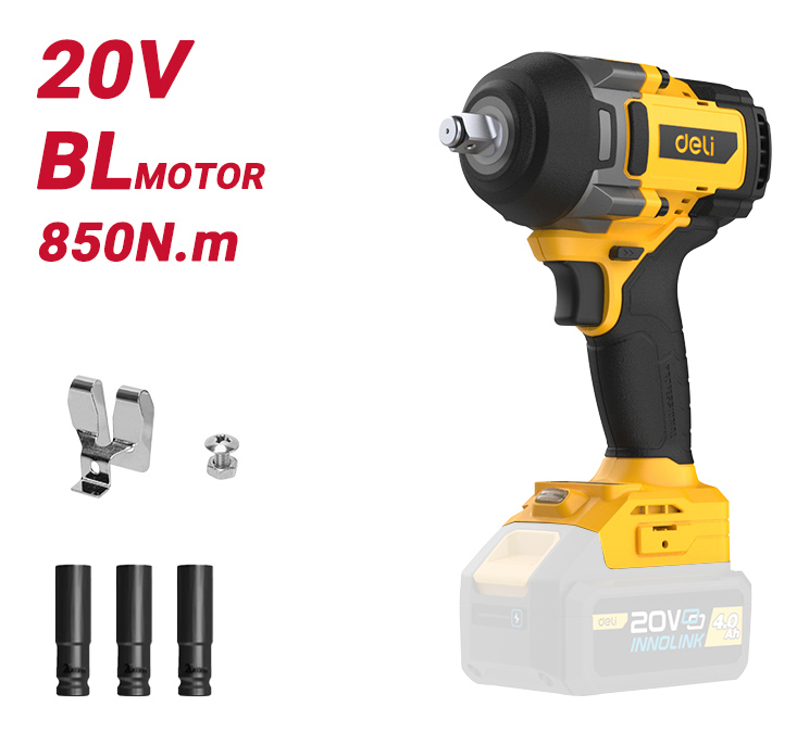 DELI κρουστικό μπουλονόκλειδο μπαταρίας DC234Z, Brushless, 20V, 850N.m, 1/2" 1 DELI κρουστικό μπουλονόκλειδο μπαταρίας DC234Z