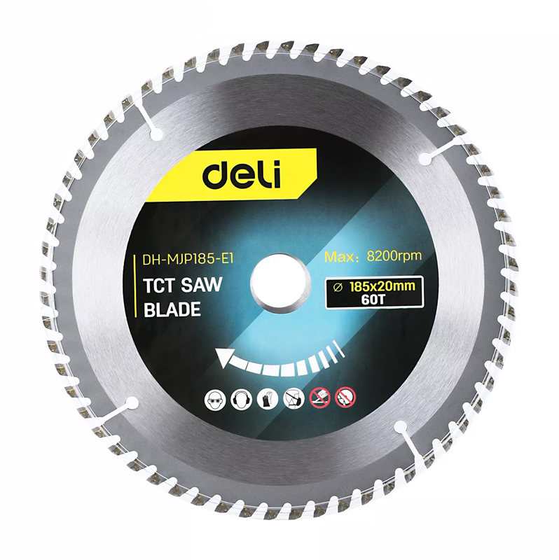 DELI δίσκος κοπής ξύλου DH-MJP185-E1, 60 δόντια, 185mm, 8200rpm 1 DELI δίσκος κοπής ξύλου DH-MJP185-E1