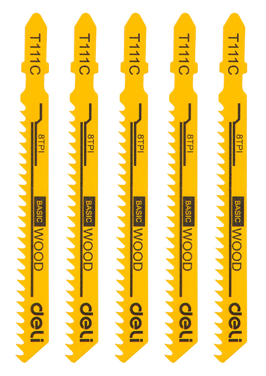 DELI σετ λάμες σέγας DH-QJT008-E1 για ξύλο, T111C, 5τμχ 1 DELI σετ λάμες σέγας DH-QJT008-E1 για ξύλο