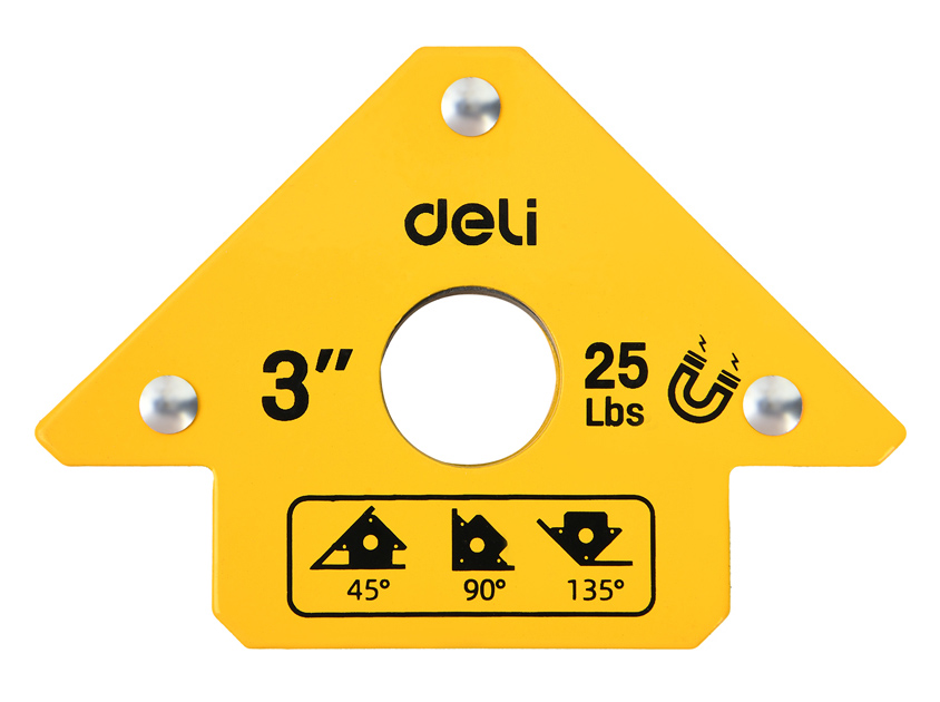 DELI μαγνητική γωνία συγκόλλησης DL-HDW25 με 45°/90°/135° γωνίες, 3", 11kg 1 DELI μαγνητική γωνία συγκόλλησης DL-HDW25 με 45°/90°/135° γωνίες