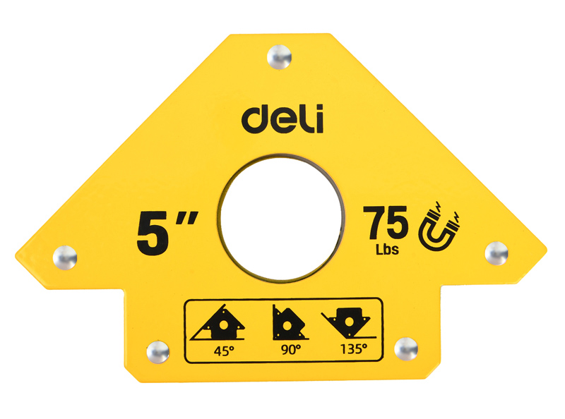 DELI μαγνητική γωνία συγκόλλησης DL-HDW75 με 45°/90°/135° γωνίες, 5", 34kg 1 DELI μαγνητική γωνία συγκόλλησης DL-HDW75 με 45°/90°/135° γωνίες