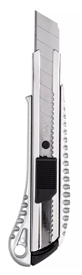 DELI μεταλλικό κοπίδι με ασφάλεια DL4255, 18mm, ασημί 1 DELI μεταλλικό κοπίδι με ασφάλεια DL4255