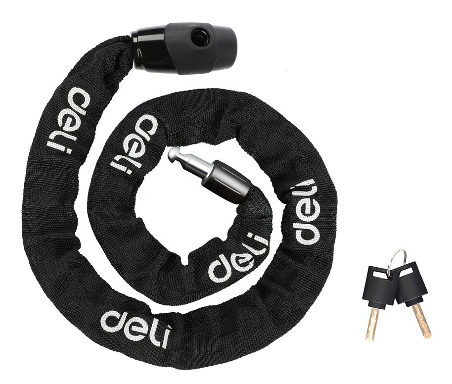 DELI κλειδαριά ποδηλάτου με κλειδί DL508021, Φ4mm, 1m, μαύρη 1 DELI κλειδαριά ποδηλάτου με κλειδί DL508021