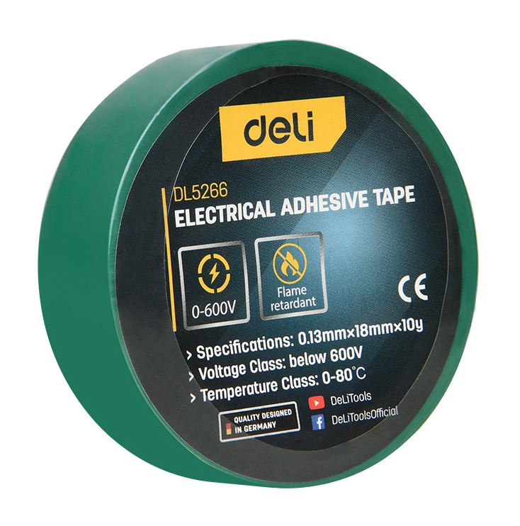 DELI μονωτική ταινία υψηλής αντοχής DL5266, 18mm x 9.15m, πράσινη 1 DELI μονωτική ταινία υψηλής αντοχής DL5266