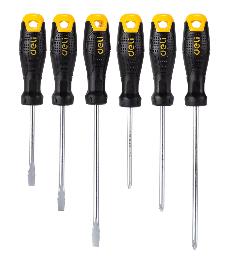 DELI σετ κατσαβίδια DL620006, 3x ίσια & 3x σταυρωτά, μαγνητικά, 6τμχ 1 DELI σετ κατσαβίδια DL620006