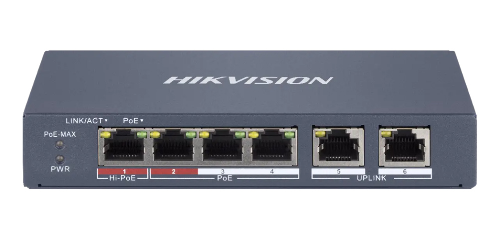 HIKVISION Managed switch DS-3E1106HP-EI, 4x PoE & 2x RJ45 ports, 100Mbps 1 HIKVISION Managed switch DS-3E1106HP-EI