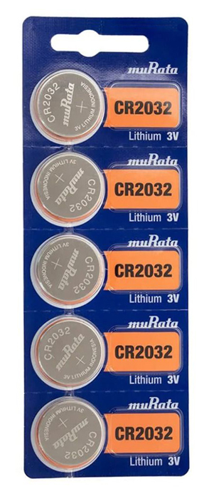 MURATA Μπαταρία λιθίου CR2032, 3V, 5τμχ 1 MURATA Μπαταρία λιθίου CR2032