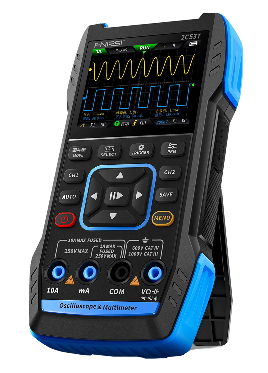 FNIRSI 3 σε 1 παλμογράφος/πολύμετρο/signal generator χειρός 2C53T, επαναφορτιζόμενο 1 FNIRSI 3 σε 1 παλμογράφος/πολύμετρο/signal generator χειρός 2C53T