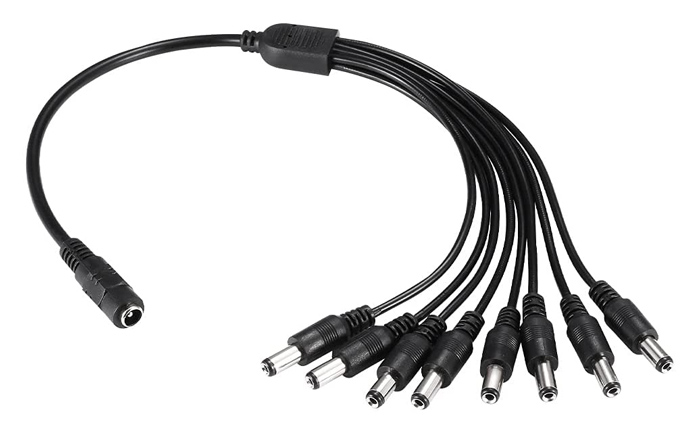 FOLKSAFE splitter DC1F8M, 1 θηλυκό σε 8 αρσενικά, 5.5x2.1mm, 4τμχ 1 FOLKSAFE splitter DC1F8M
