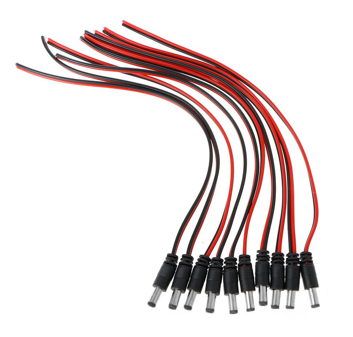 FOLKSAFE καλώδιο FS-DCPIGTAIL-M με αρσενικό βύσμα 5.5x2.1mm, 10τμχ 1 FOLKSAFE καλώδιο FS-DCPIGTAIL-M με αρσενικό βύσμα 5.5x2.1mm