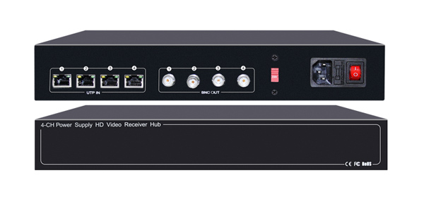 FOLKSAFE video and power receiver hub FS-HD4604VPS12, 4 channel 1 FOLKSAFE video and power receiver hub FS-HD4604VPS12
