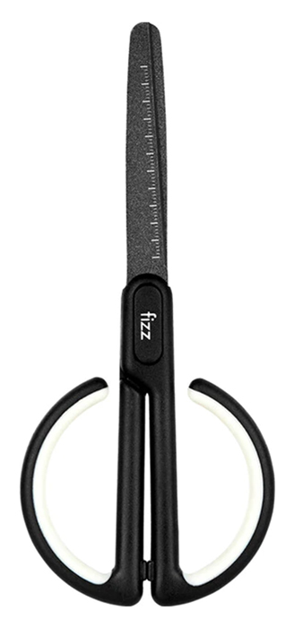 FIZZ ψαλίδι FZ212003-W με χάρακα, μεταλλική λεπίδα, 17cm, μαύρο-λευκό 1 FIZZ ψαλίδι FZ212003-W με χάρακα