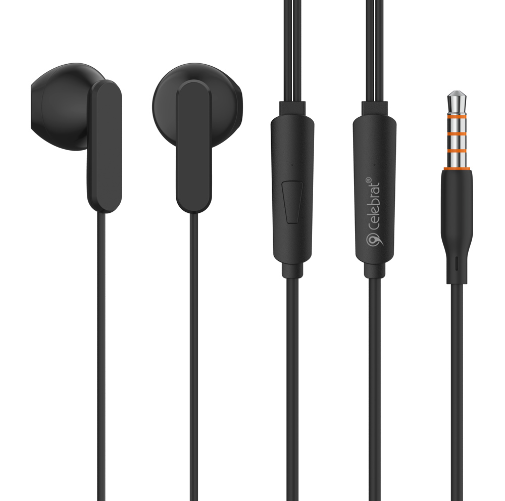 CELEBRAT earphones με μικρόφωνο G23, 3.5mm σύνδεση, Φ14mm, 1.2m, μαύρα 1 CELEBRAT earphones με μικρόφωνο G23