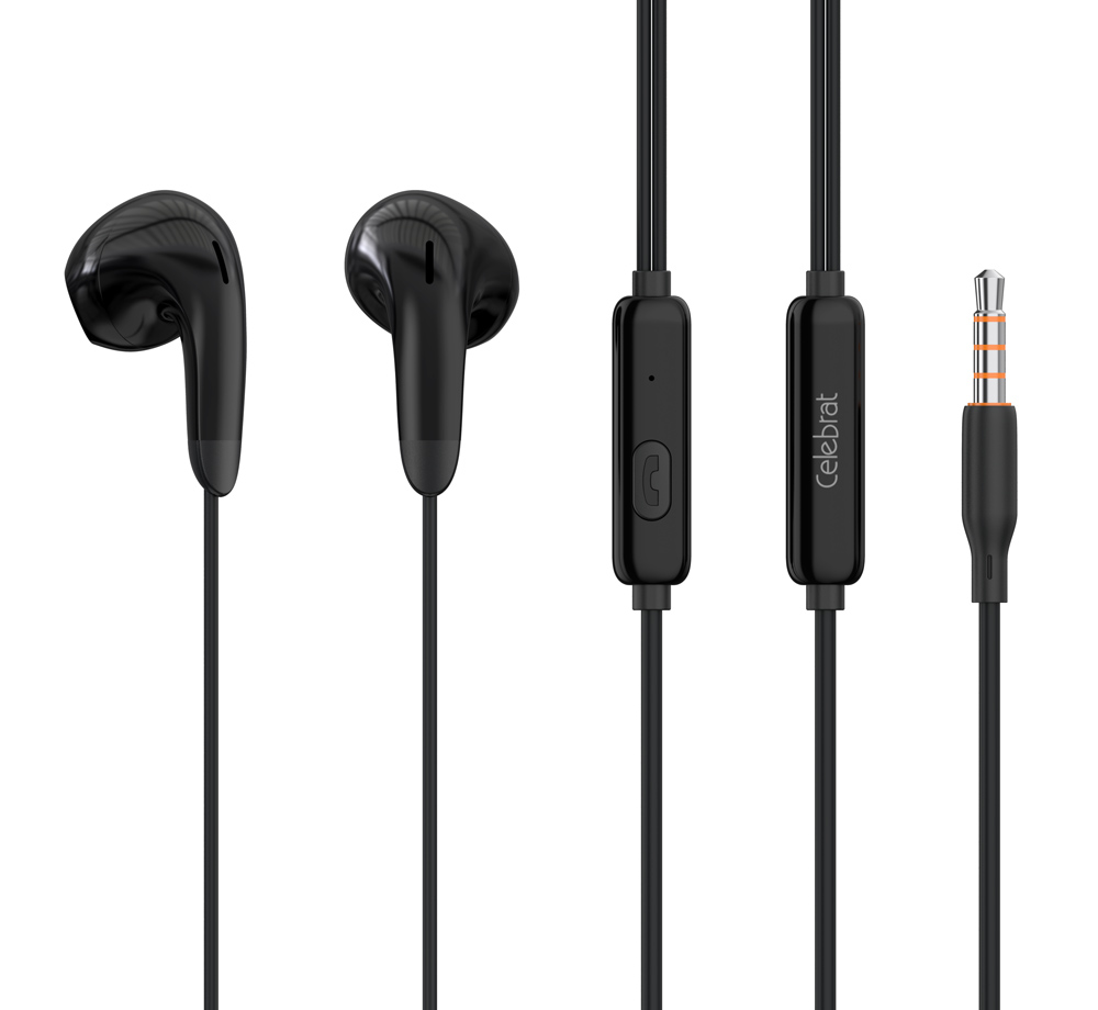 CELEBRAT earphones με μικρόφωνο G27, 3.5mm σύνδεση, Φ14mm, 1.2m, μαύρα 1 CELEBRAT earphones με μικρόφωνο G27