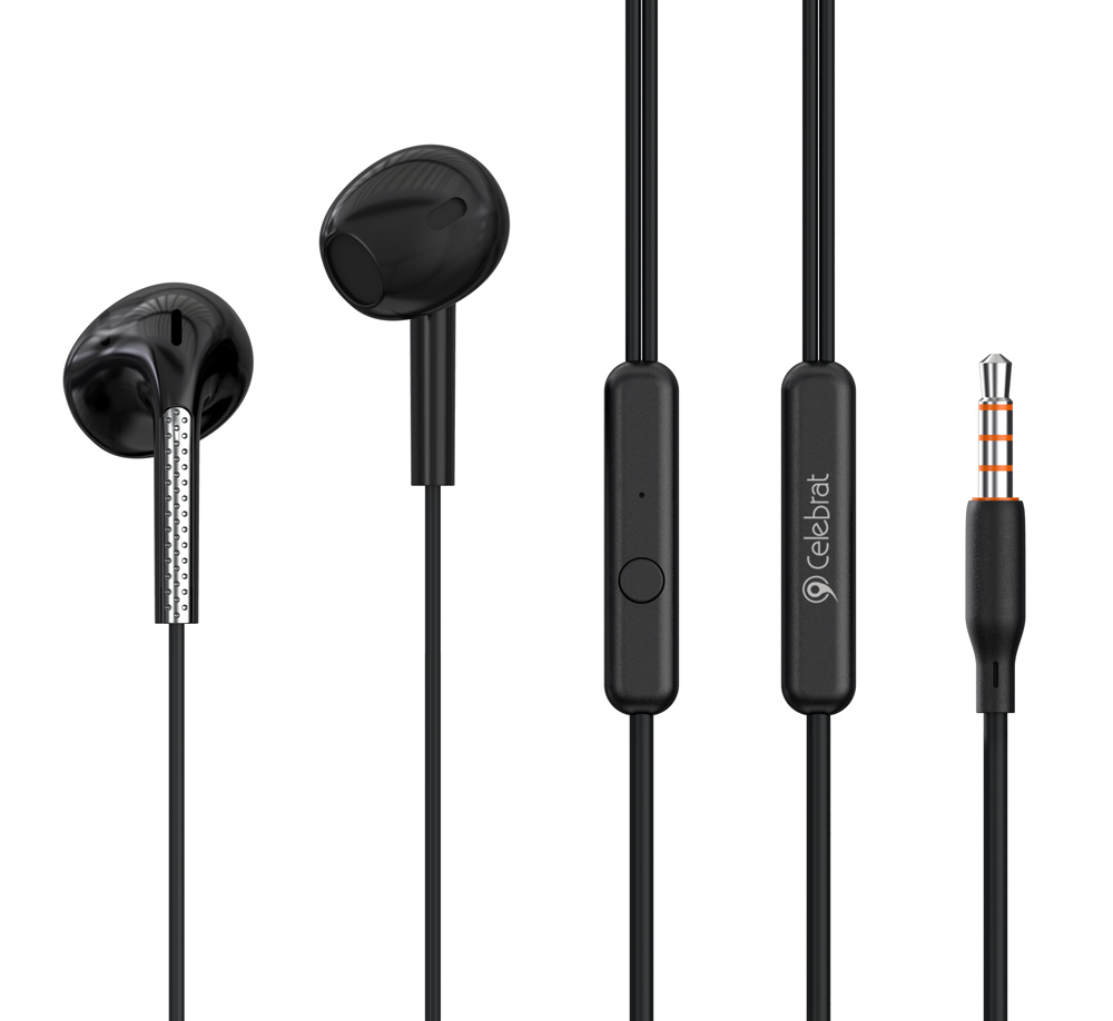 CELEBRAT earphones με μικρόφωνο G28, 3.5mm σύνδεση, Φ10mm, 1.2m, μαύρα 1 CELEBRAT earphones με μικρόφωνο G28