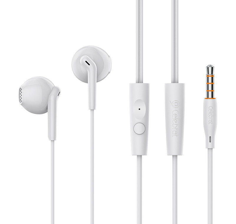 CELEBRAT earphones με μικρόφωνο G34, 3.5mm σύνδεση, 14mm, 1.2m, λευκά 1 CELEBRAT earphones με μικρόφωνο G34