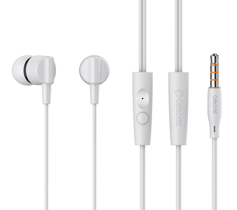 CELEBRAT earphones με μικρόφωνο G35, 3.5mm σύνδεση, 10mm, 1.2m, λευκά 1 CELEBRAT earphones με μικρόφωνο G35