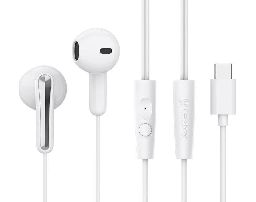 CELEBRAT earphones με μικρόφωνο G37, USB-C σύνδεση, 14.2mm, 1.2m, λευκά 1 CELEBRAT earphones με μικρόφωνο G37