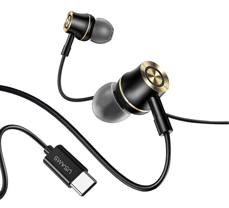 USAMS earphones με μικρόφωνο US-SJ482, USB-C σύνδεση, Φ10mm, 1.2m, μαύρα 1 USAMS earphones με μικρόφωνο US-SJ482