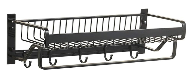 HOME USE κρεμάστρα με ράφι HUH-0164, μεταλλική 57x22x13cm, μαύρη 1 HOME USE κρεμάστρα με ράφι HUH-0164