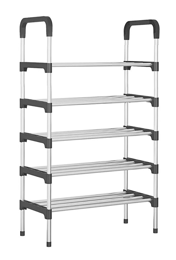 HOME USE παπουτσοθήκη HUH-0181, 5 ράφια, 60x30x95cm, μαύρη-ασημί 1 HOME USE παπουτσοθήκη HUH-0181
